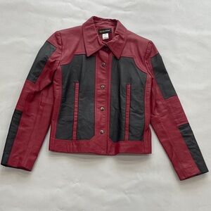 VGT Metrostyle Genuine Leather Color Block
Jacket In Red & Black Size 8